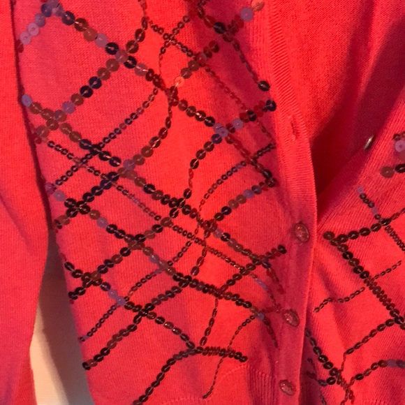 Coral cardigan with sequins - Picture 2 of 4